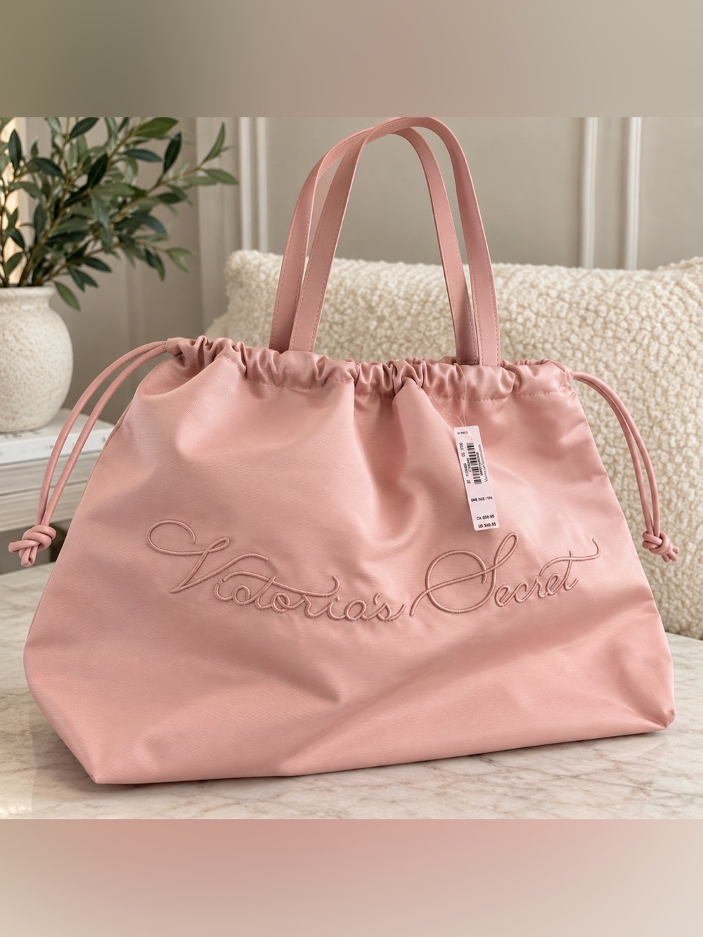 Victoria’s Secret Pink Large Cinch Tote Bag NWT Oversized Shoulder Bag